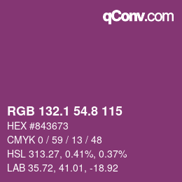 カラーコード: RGB 132.1 54.8 115 | qconv.com