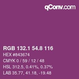カラーコード: RGB 132.1 54.8 116 | qconv.com