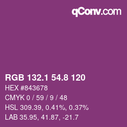 カラーコード: RGB 132.1 54.8 120 | qconv.com