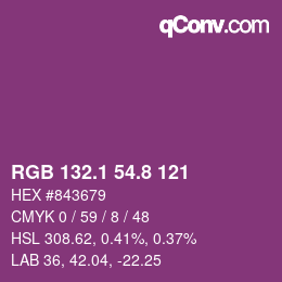 カラーコード: RGB 132.1 54.8 121 | qconv.com