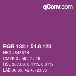 カラーコード: RGB 132.1 54.8 123 | qconv.com