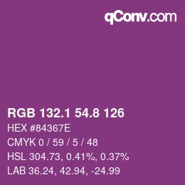 カラーコード: RGB 132.1 54.8 126 | qconv.com