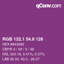 カラーコード: RGB 132.1 54.8 128 | qconv.com