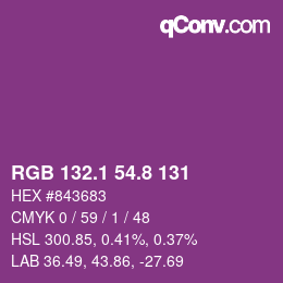 カラーコード: RGB 132.1 54.8 131 | qconv.com