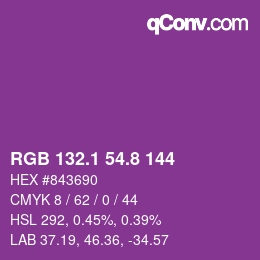 カラーコード: RGB 132.1 54.8 144 | qconv.com