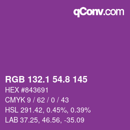 カラーコード: RGB 132.1 54.8 145 | qconv.com