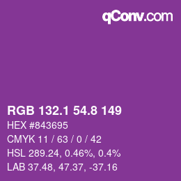 カラーコード: RGB 132.1 54.8 149 | qconv.com