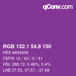 カラーコード: RGB 132.1 54.8 150 | qconv.com