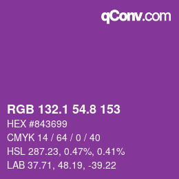 カラーコード: RGB 132.1 54.8 153 | qconv.com