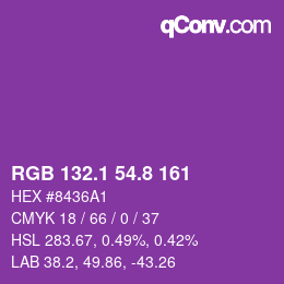 カラーコード: RGB 132.1 54.8 161 | qconv.com