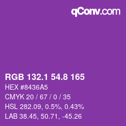 カラーコード: RGB 132.1 54.8 165 | qconv.com