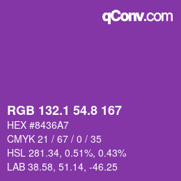 カラーコード: RGB 132.1 54.8 167 | qconv.com