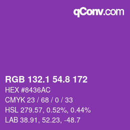 カラーコード: RGB 132.1 54.8 172 | qconv.com