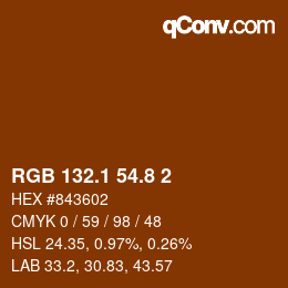 Color code: RGB 132.1 54.8 2 | qconv.com