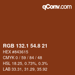 カラーコード: RGB 132.1 54.8 21 | qconv.com