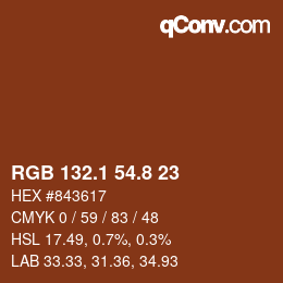 Código de color: RGB 132.1 54.8 23 | qconv.com