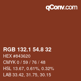 カラーコード: RGB 132.1 54.8 32 | qconv.com