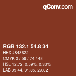 Color code: RGB 132.1 54.8 34 | qconv.com