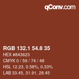 カラーコード: RGB 132.1 54.8 35 | qconv.com
