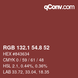 Código de color: RGB 132.1 54.8 52 | qconv.com