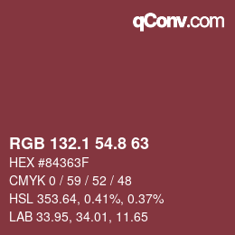Color code: RGB 132.1 54.8 63 | qconv.com