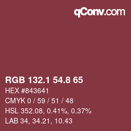 カラーコード: RGB 132.1 54.8 65 | qconv.com