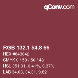 カラーコード: RGB 132.1 54.8 66 | qconv.com