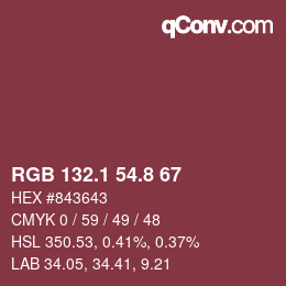 Farbcode: RGB 132.1 54.8 67 | qconv.com
