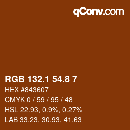 Color code: RGB 132.1 54.8 7 | qconv.com