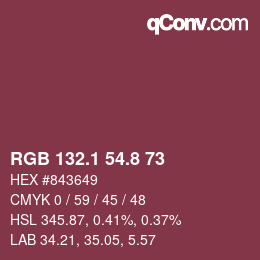 カラーコード: RGB 132.1 54.8 73 | qconv.com