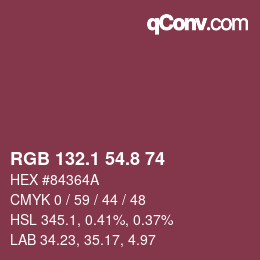 カラーコード: RGB 132.1 54.8 74 | qconv.com