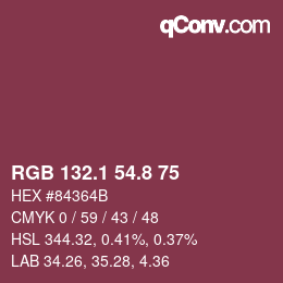 カラーコード: RGB 132.1 54.8 75 | qconv.com