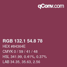 カラーコード: RGB 132.1 54.8 78 | qconv.com