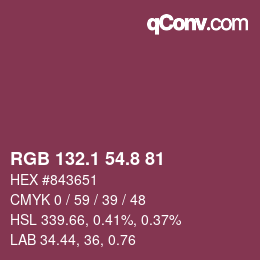 カラーコード: RGB 132.1 54.8 81 | qconv.com