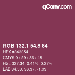 カラーコード: RGB 132.1 54.8 84 | qconv.com
