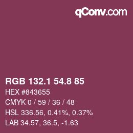 カラーコード: RGB 132.1 54.8 85 | qconv.com