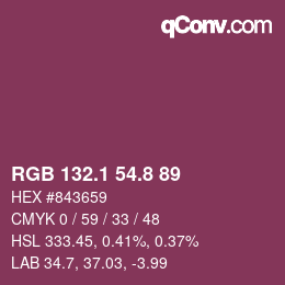カラーコード: RGB 132.1 54.8 89 | qconv.com