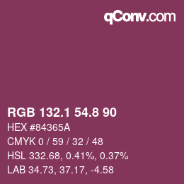 カラーコード: RGB 132.1 54.8 90 | qconv.com