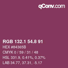 カラーコード: RGB 132.1 54.8 91 | qconv.com