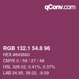 カラーコード: RGB 132.1 54.8 96 | qconv.com