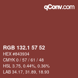 カラーコード: RGB 132.1 57 52 | qconv.com