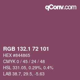 カラーコード: RGB 132.1 72 101 | qconv.com
