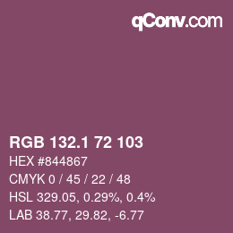 カラーコード: RGB 132.1 72 103 | qconv.com