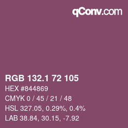 カラーコード: RGB 132.1 72 105 | qconv.com