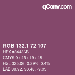 カラーコード: RGB 132.1 72 107 | qconv.com