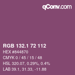 カラーコード: RGB 132.1 72 112 | qconv.com