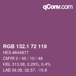 カラーコード: RGB 132.1 72 119 | qconv.com