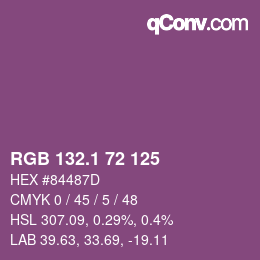 カラーコード: RGB 132.1 72 125 | qconv.com