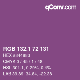 カラーコード: RGB 132.1 72 131 | qconv.com