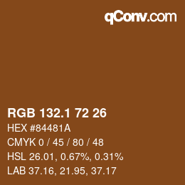Color code: RGB 132.1 72 26 | qconv.com